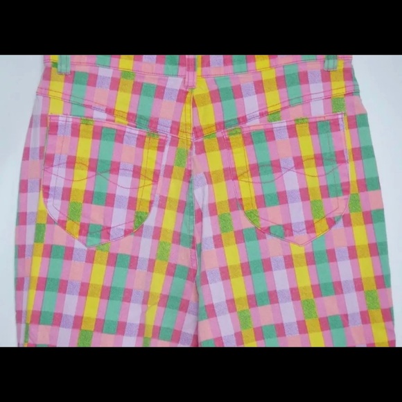 VTG High Waist Pink Check Tapered Straight Pants - Picture 7 of 8